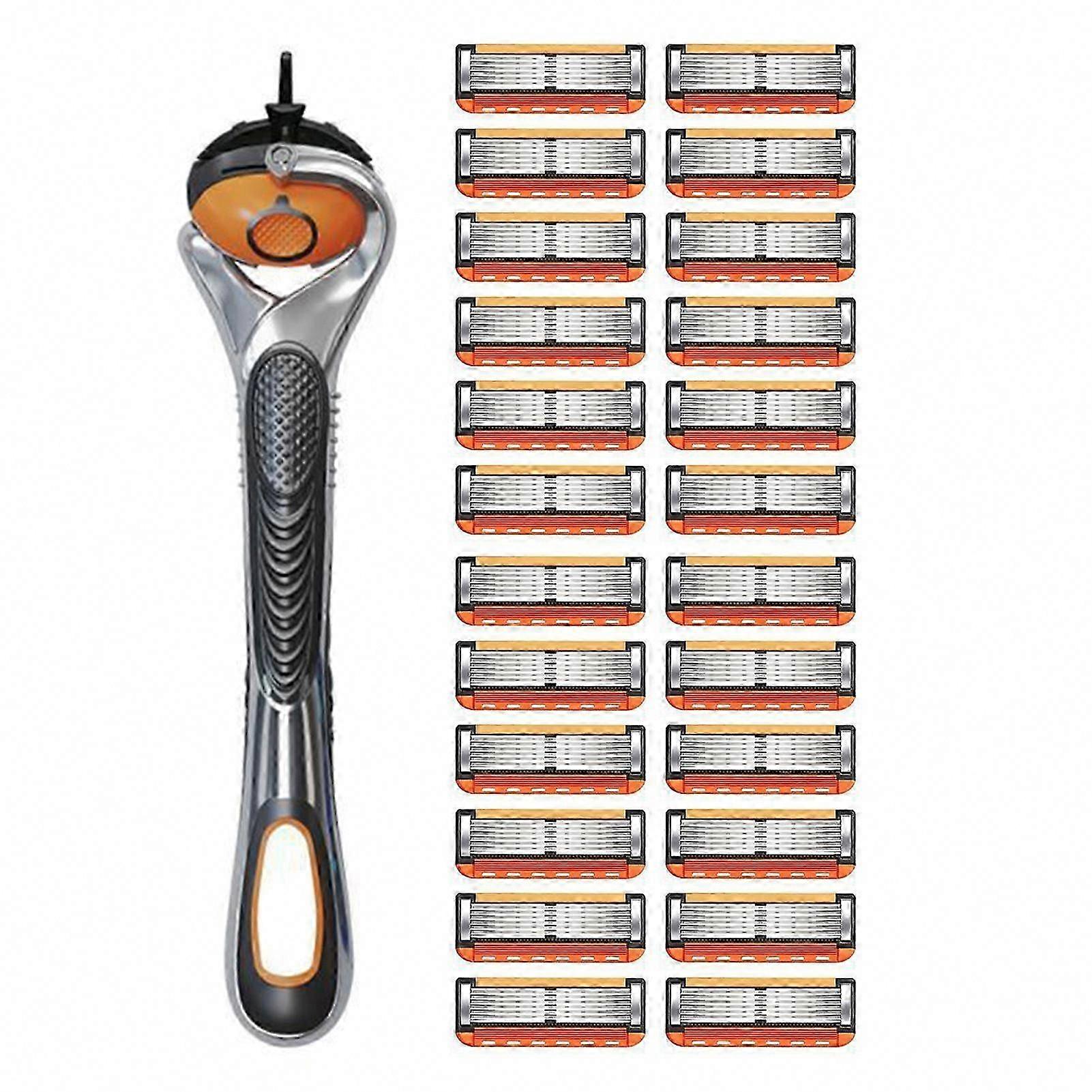 Men's Razor Blades Replacement Set with Ergonomic Handle for All Beard Types