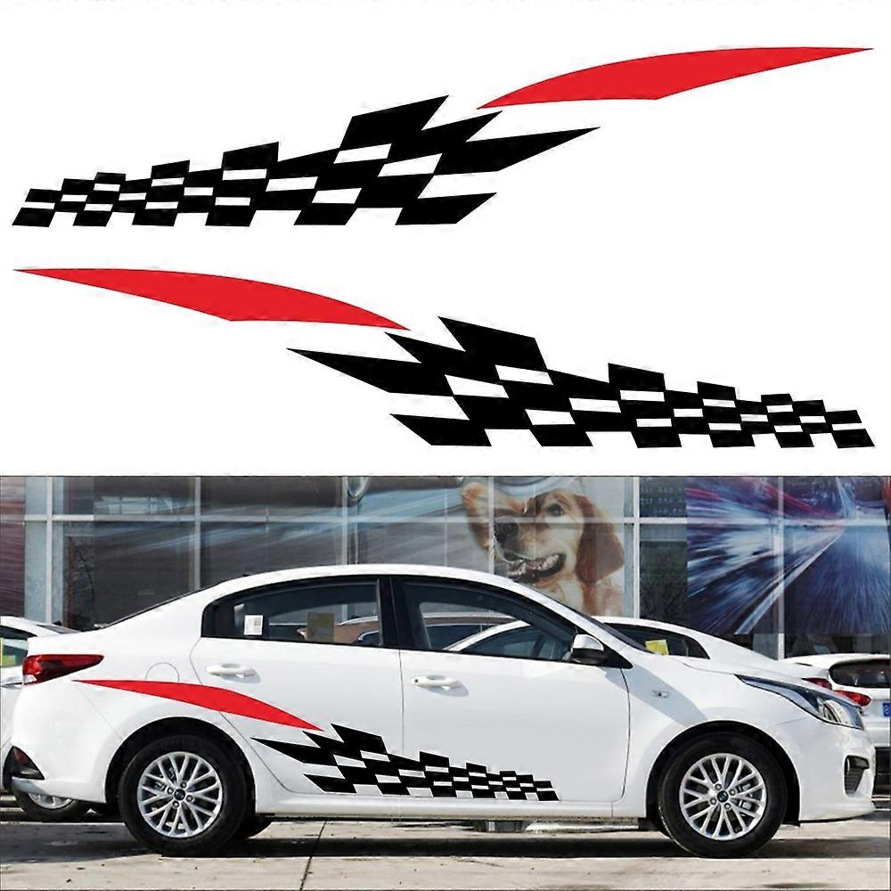 2 PCS/Set D-538 Checkered Totem Pattern Car Modified Decorative Sticker
