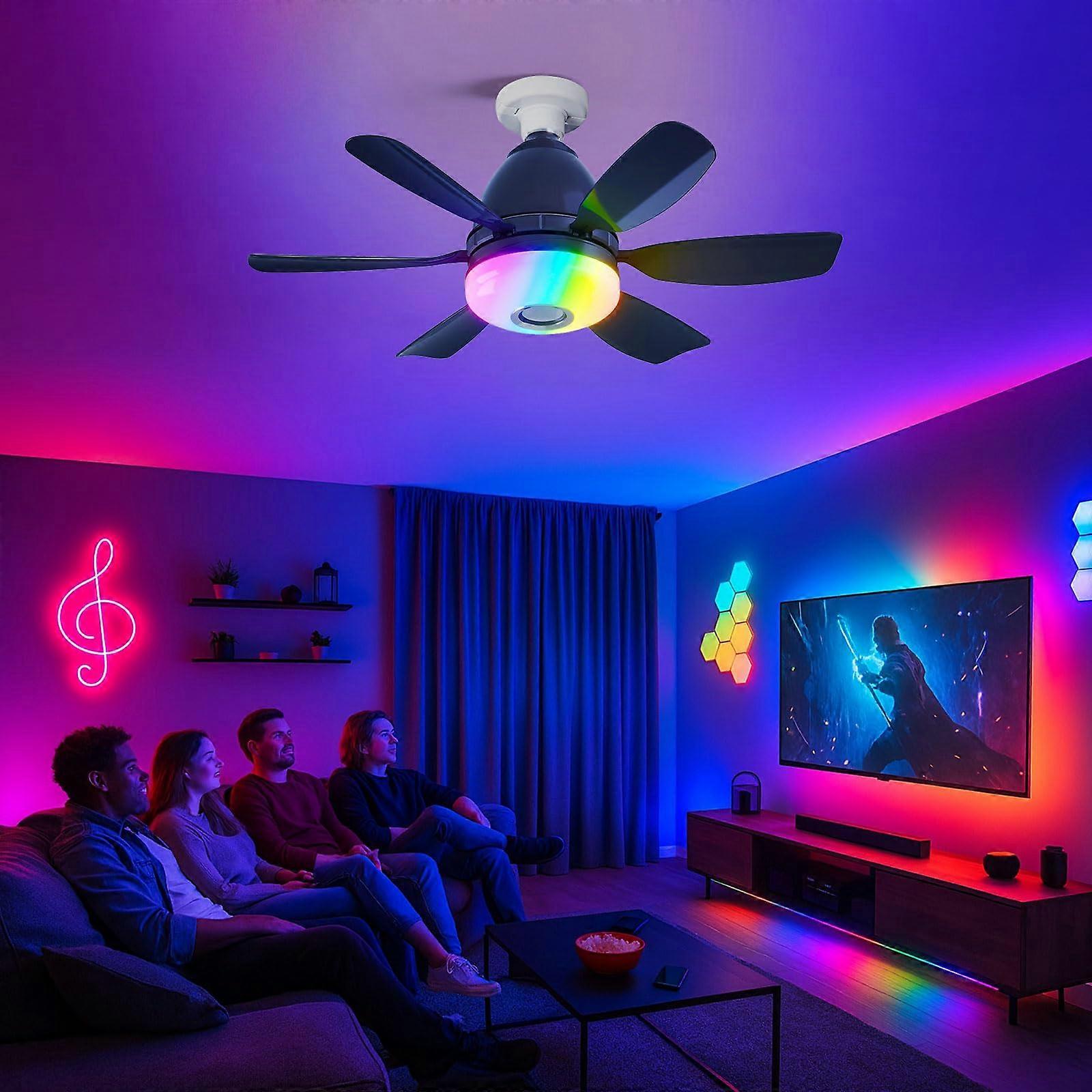 20'' Ceiling Fan with Light and Bluetooth Speaker, RGB Music Sync, Remote Control, Quiet 3 Speed Black
