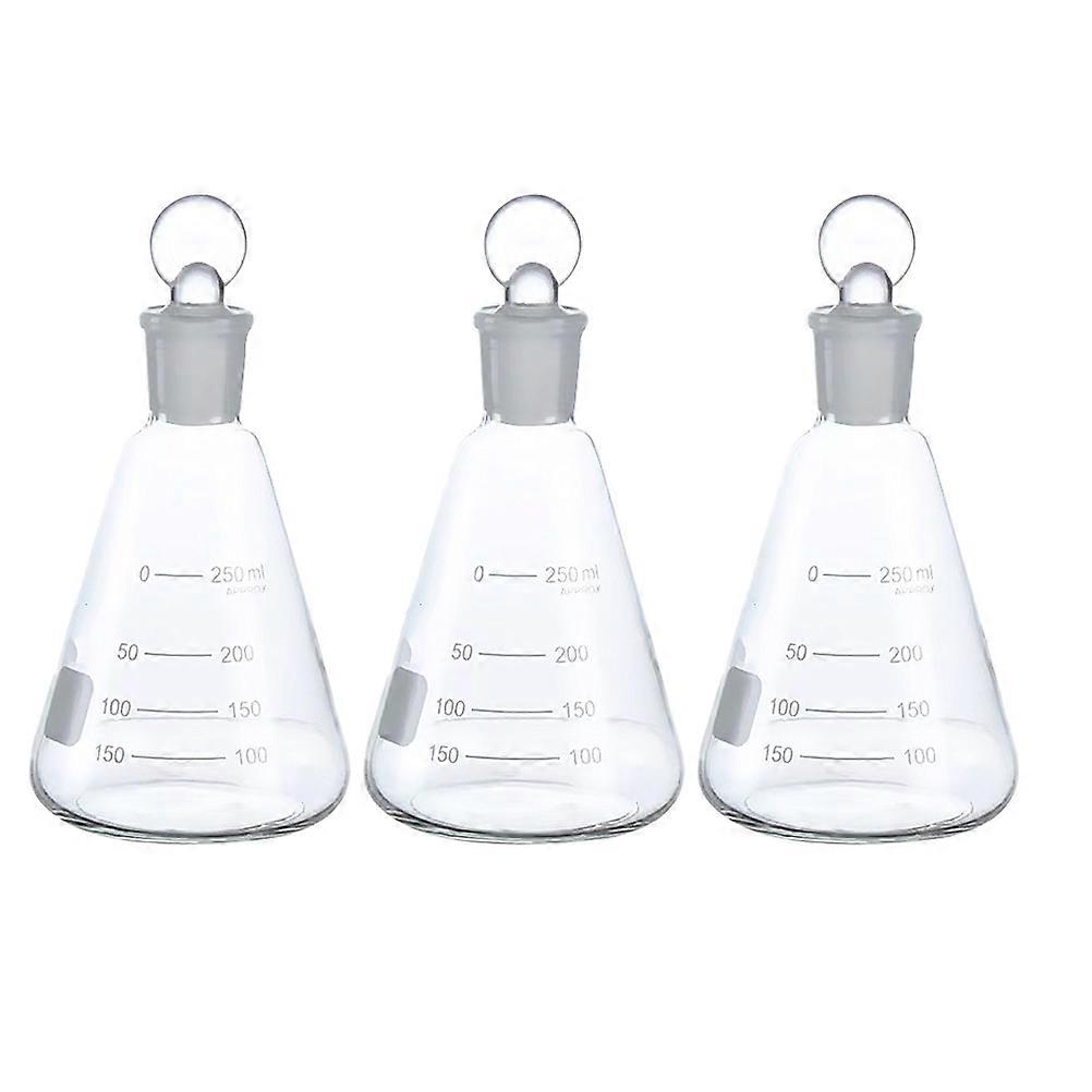 Glass Conical Flask Laboratory Flask for Storage 3Pcs Experiment Supplies