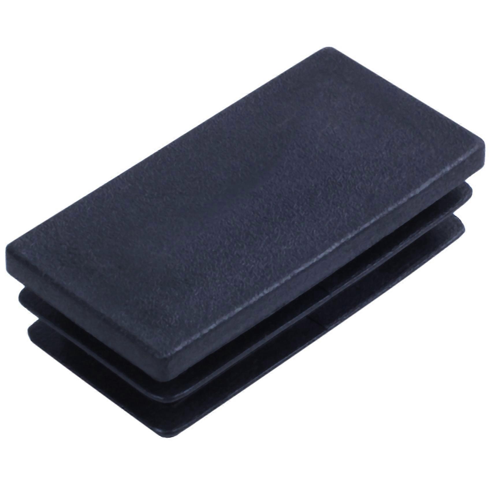 Plastic Rectangle Blanking End Tube Caps Inserts 25X50mm 150Pcs Black