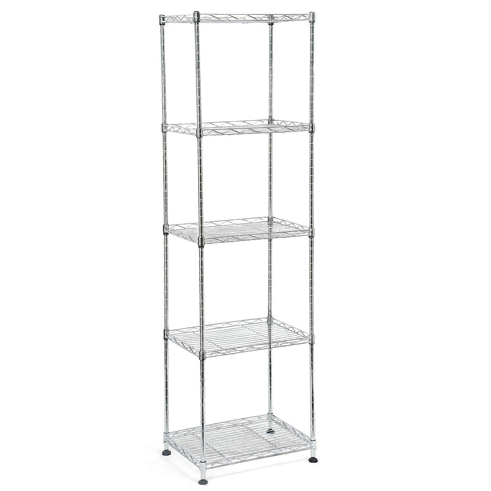 5 Tier Adjustable Wire Shelving Unit, Narrow Chrome Storage Rack for Small Spaces, NSF Certified