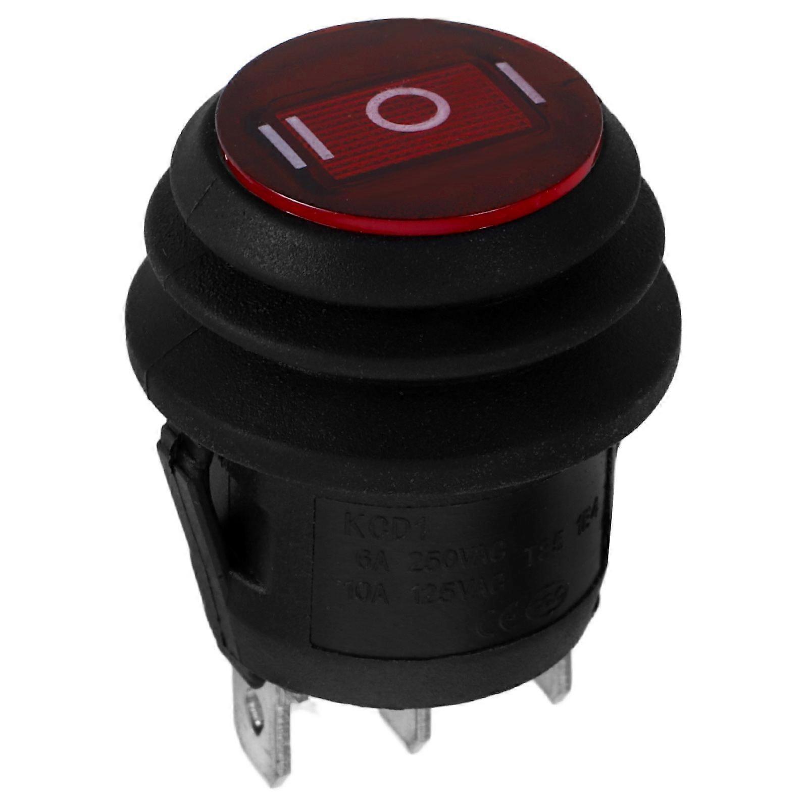 AC 6A/250V 3 Pin Round Rocker Toggle ON/OFF Waterproof SPDT Switch Button For Auto Car And Boat