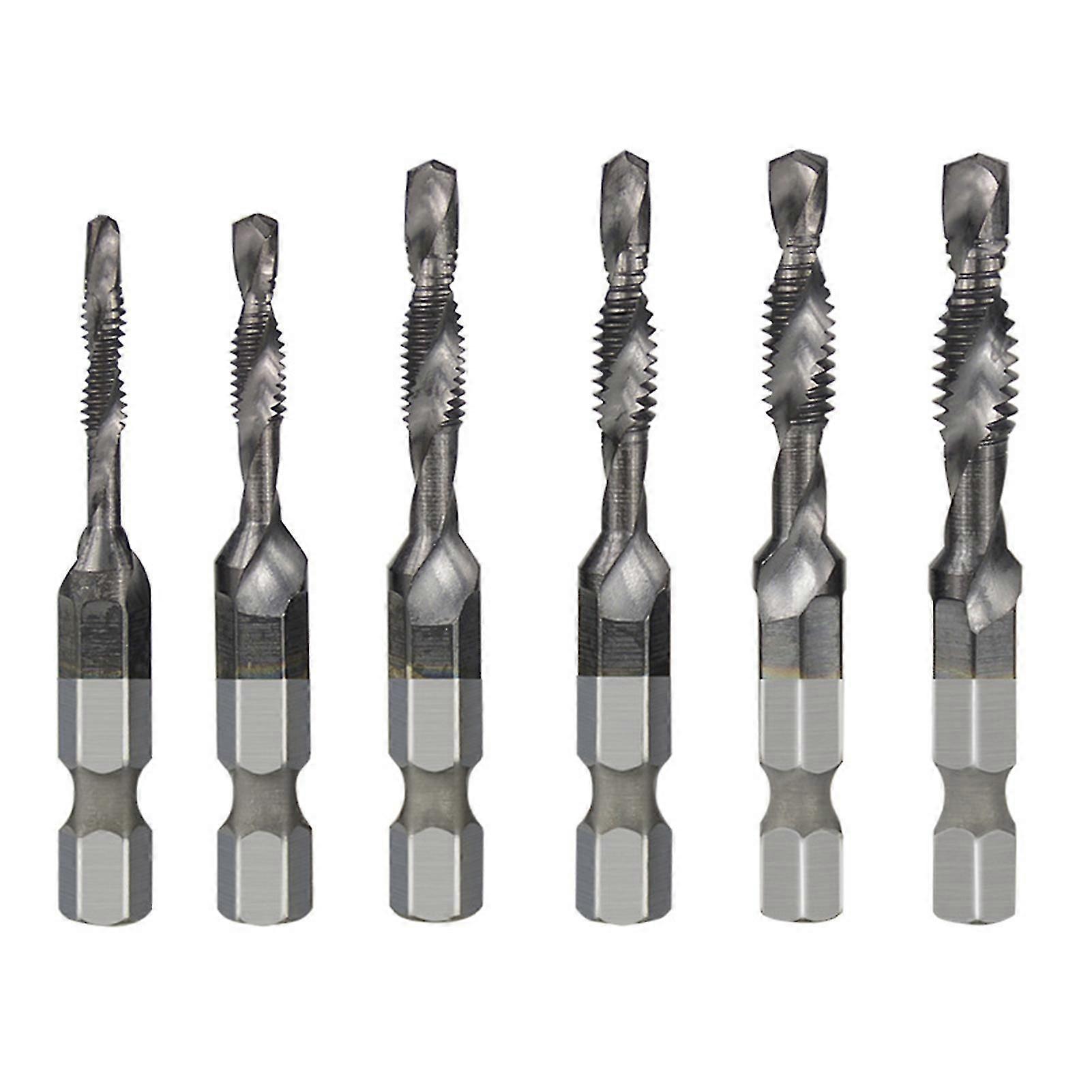 6pcs Composite Taps High Hardness Stainless Hexagonal Shank Us Type Composite Taps Drill Bits For Cutting