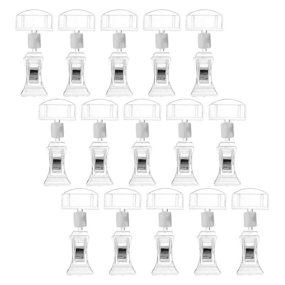 Clear Sign Display Clip Rotatable Merchandise Label Holder Clips 15Pcs