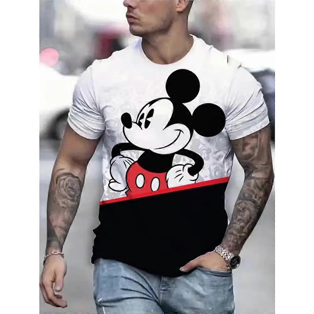 T-shirt manches courtes col rond pour homme, estival et d��contract��, Vintage, surdimensionn��, imprim�� en 3D, Disney Mickey Mouse, 2026