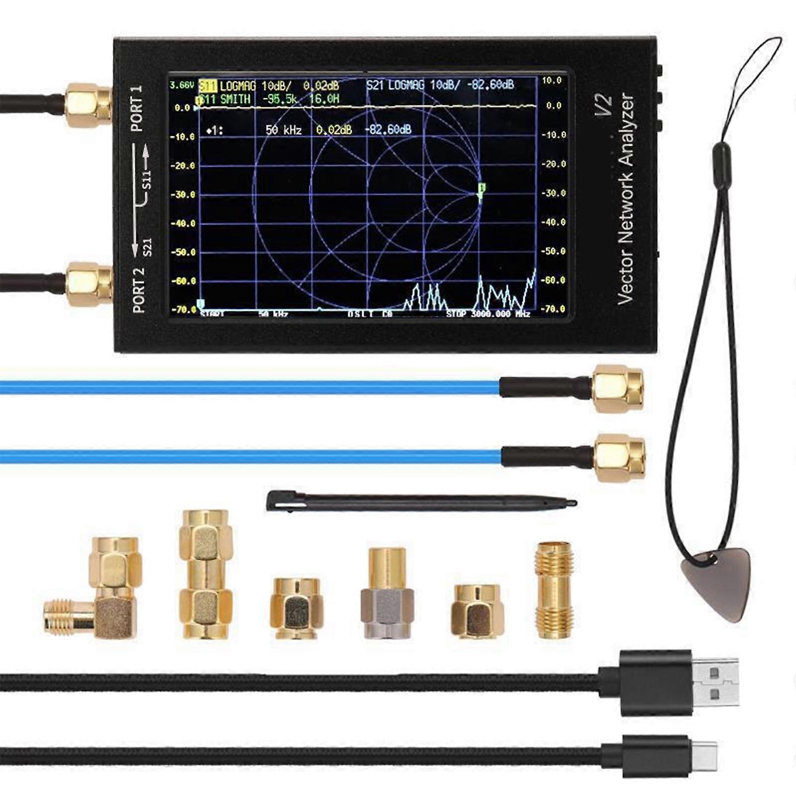 Professional Vector Networking Analyzing 50kHz 3000MHz Tester Board 4.3inch Touchable Screen Display High Capacity Battery Multicolor