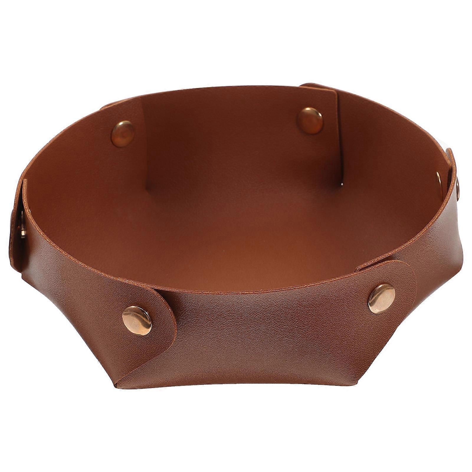 Brown Desktop Storage Tray for Key Storage Box Desktop Organizer