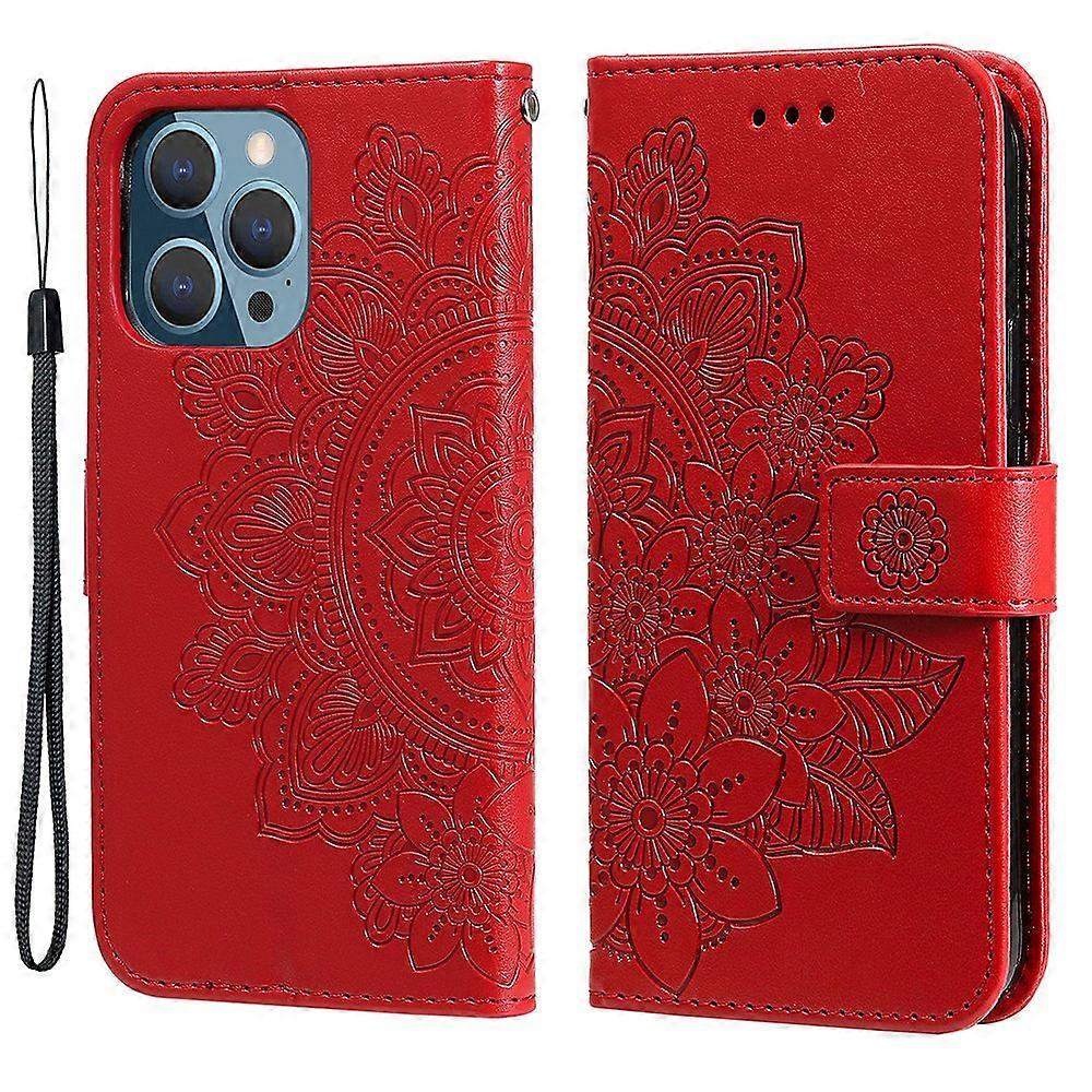 Adjustable Stand Design Flower Imprinting Wallet Leather Phone Protector Case with Strap for iPhone 