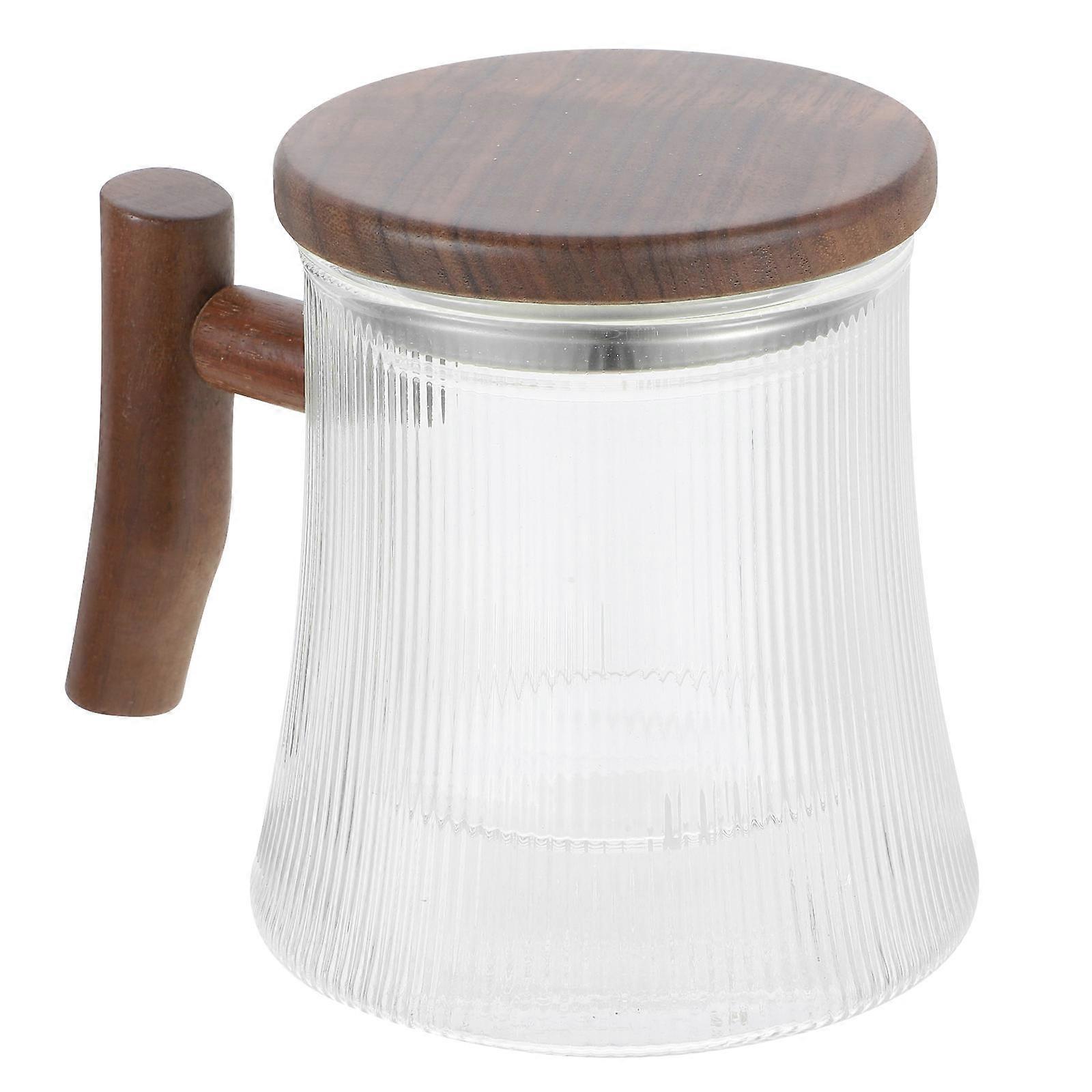 Glass Tea Cup Vertical Stripes Tea Infuser Cup for Home 1Set