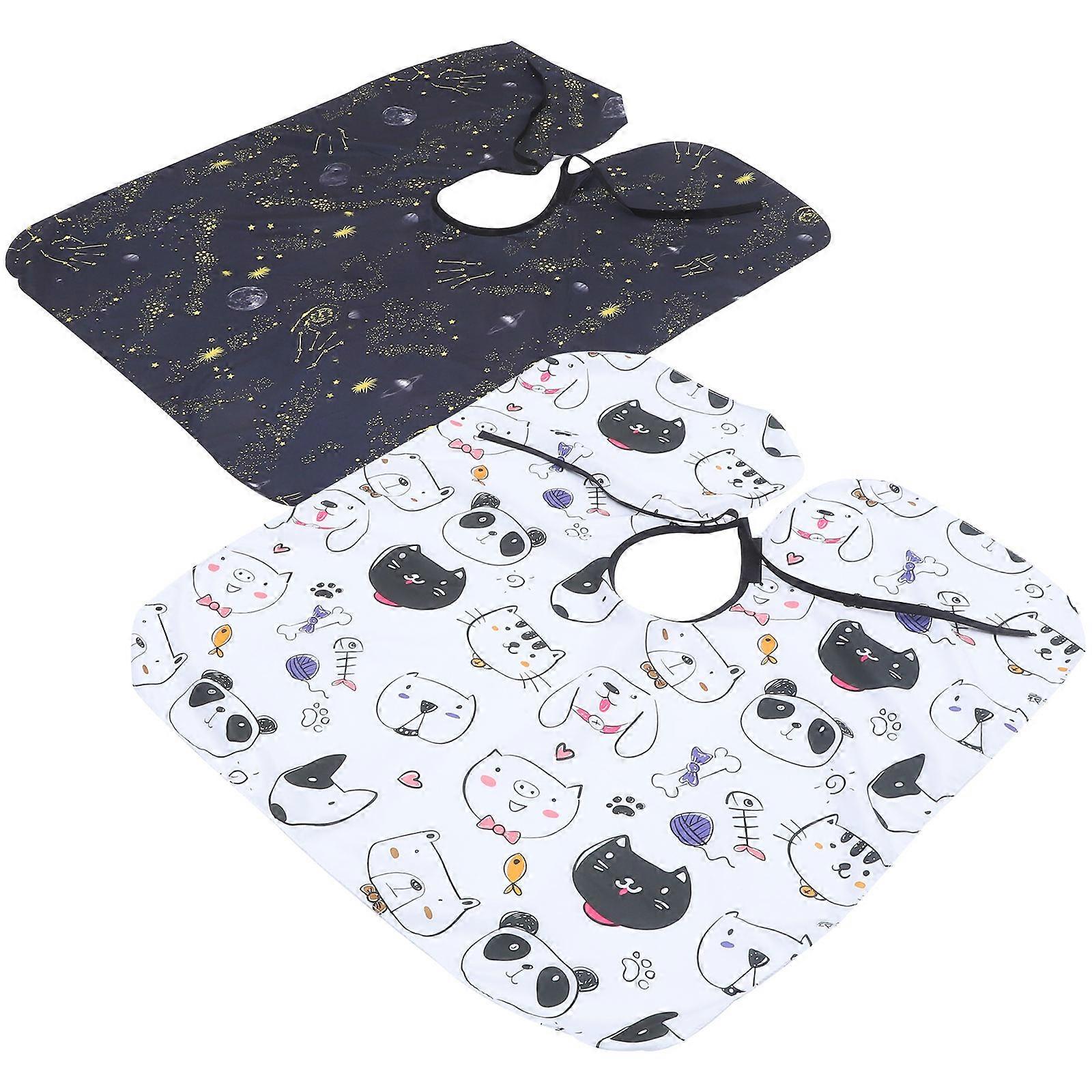 Child Haircut Apron Star Pattern Home Use Durable Cloth Material 2Pcs
