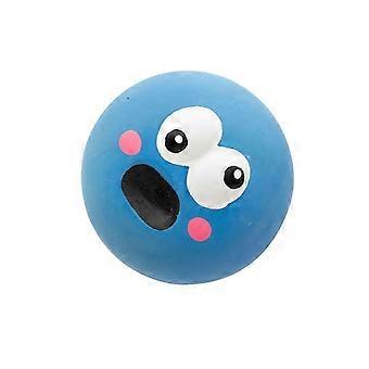 Latex Squeaky Dog Toy Ball 5.5x5.5x4cm Funny Face Soft Puppy Interactive Fetch Play Sound Balls Blue