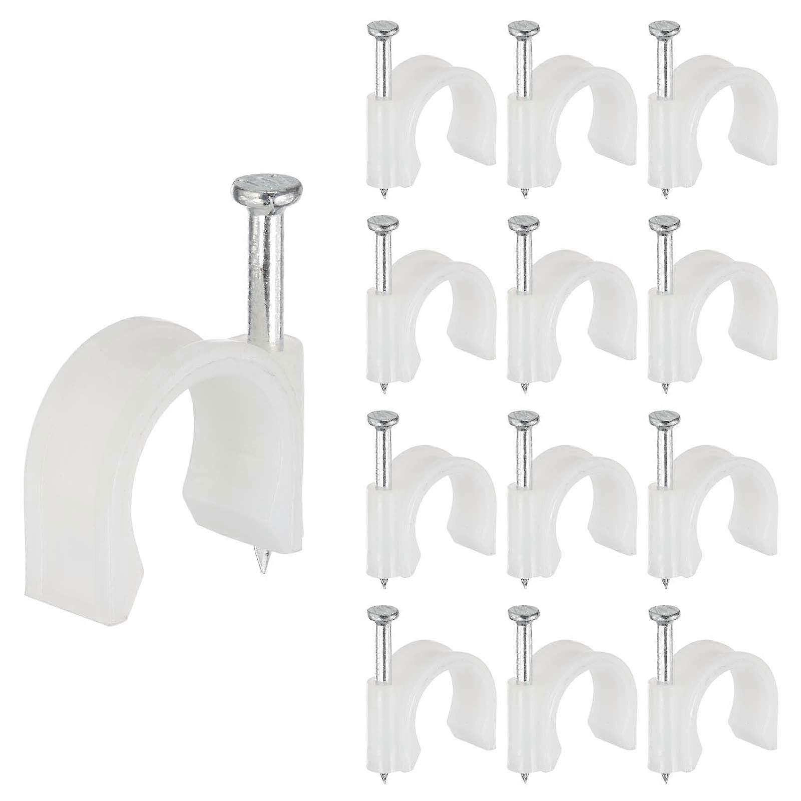 16mm Pipe Clamp with Nail 210Pcs PEX Cable Clips for Wall Mounting Rustproof Steel Nails White