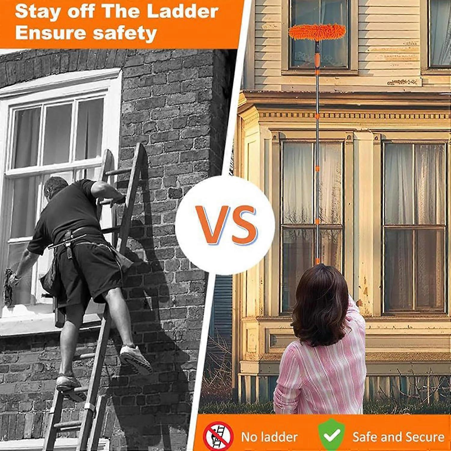 Telescopic Microfiber Duster with Long Handle for  Ceilings Cobweb Removal Washable Head 4 in 1