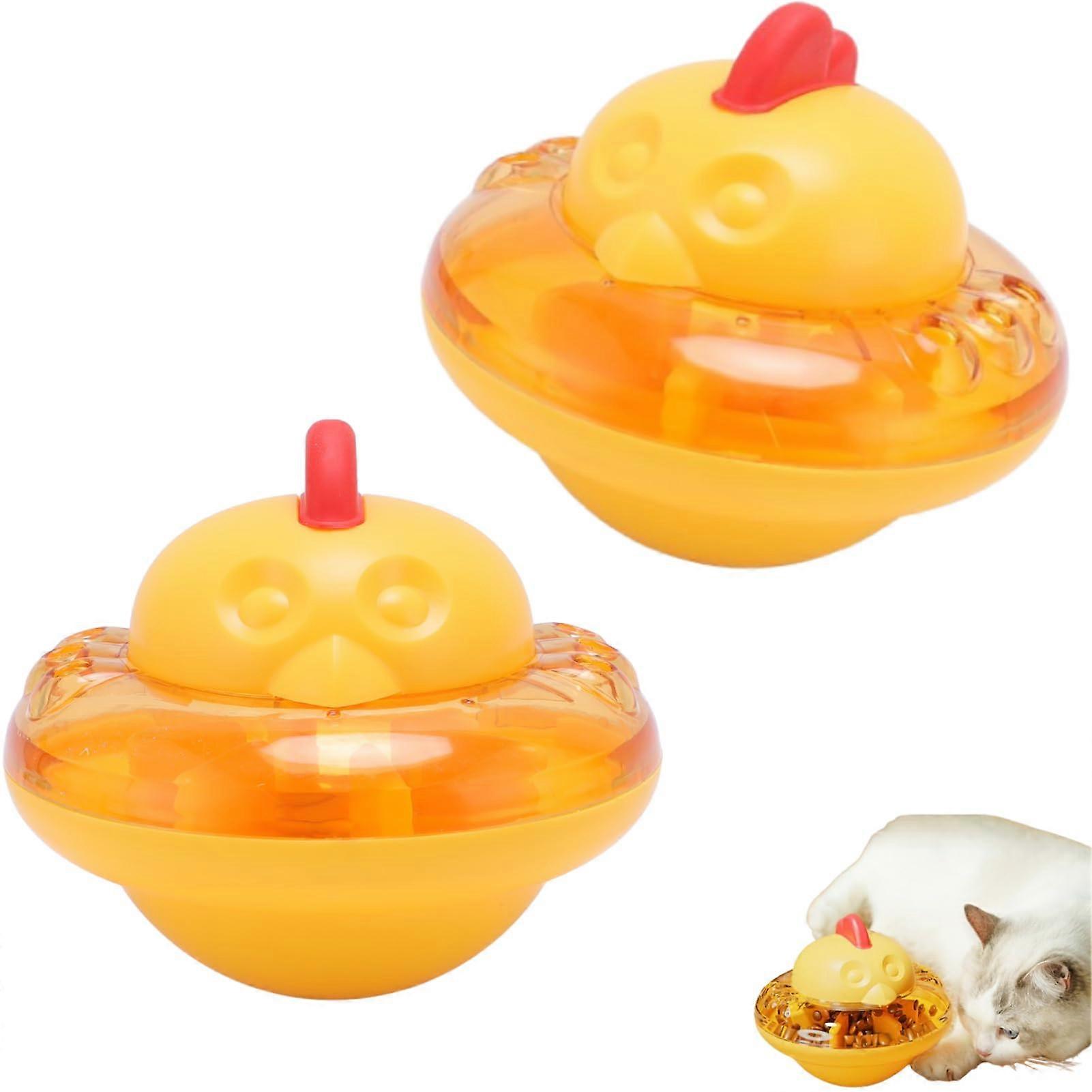 2Pcs Chicken Shape Cat  Dispenser Slow Feeder Interactive Toy for IQ Training and Self Play