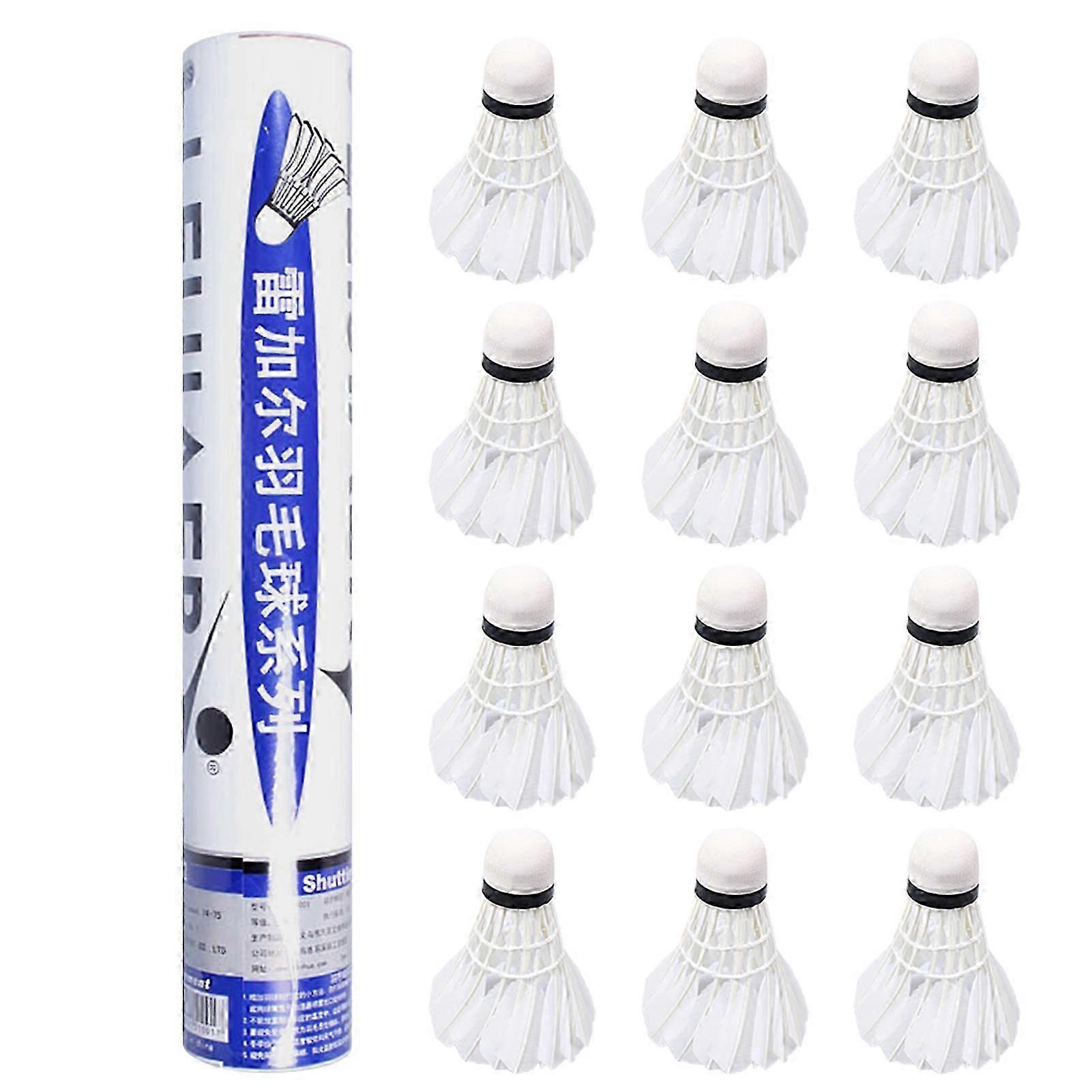 12Pcs Feather Badminton Shuttlecocks 6.5x8.7cm Lightweight Training