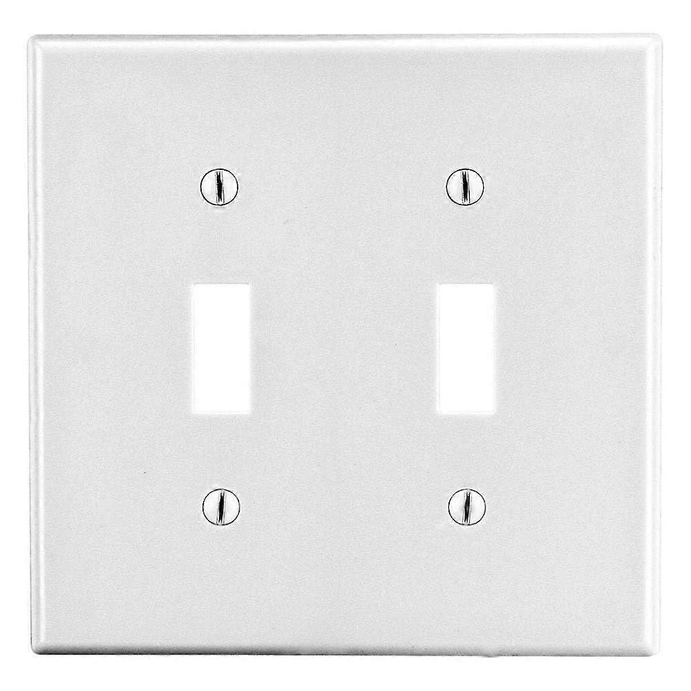 Toggle Switch Wall Plate 2 Gang White Smooth Satin Finish Durable Easy Installation