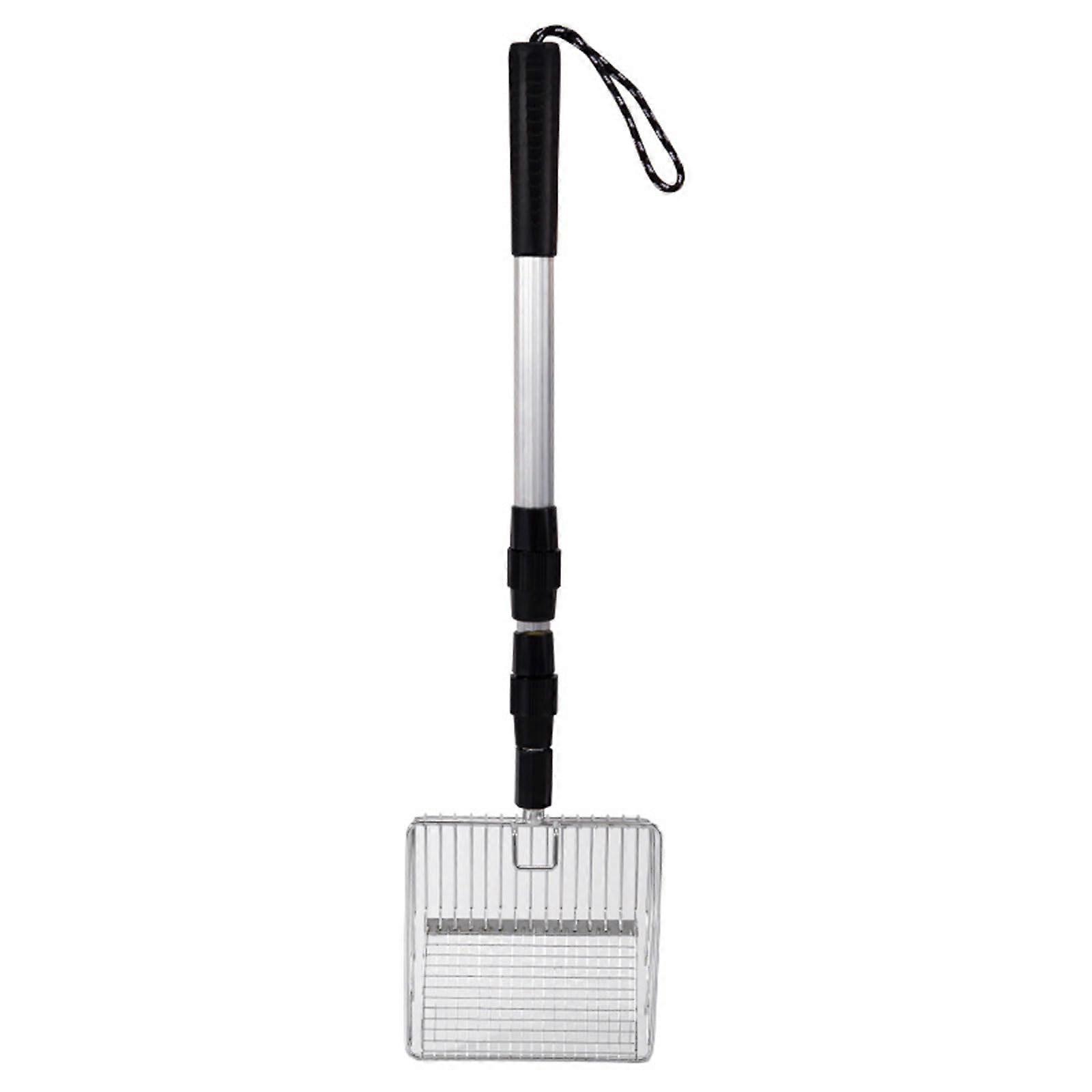 Cat Litter Scoop with Adjustable Ergonomic Telescopic Handle, RustResistant Metal Sifter Silver