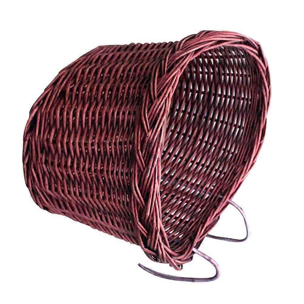 Front Handlebar Basket for Storing Gadgets Brown Wicker Handmade