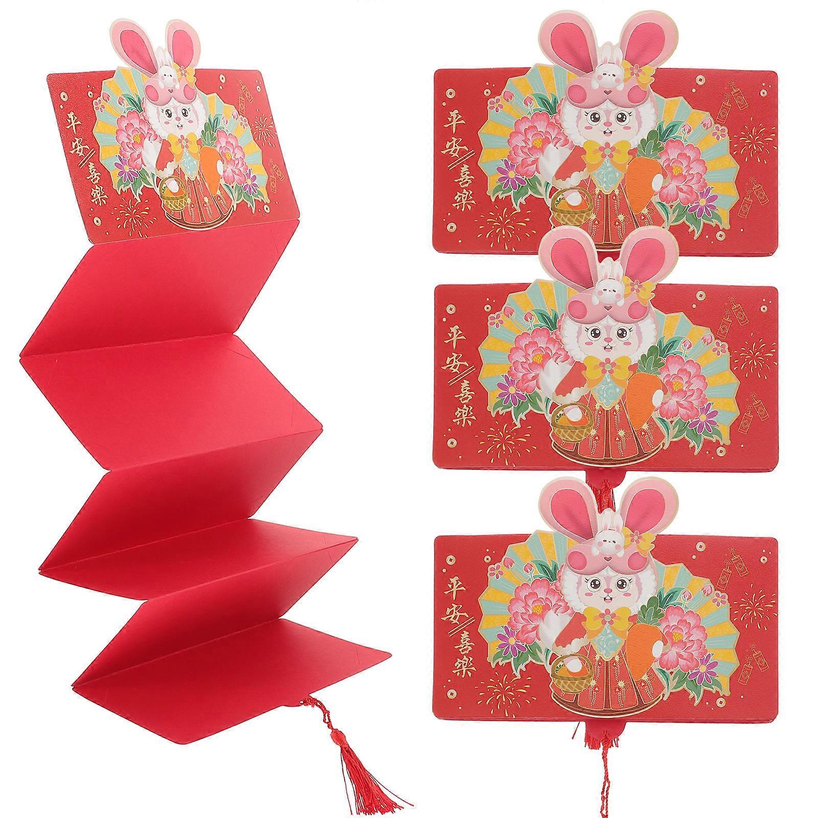 Red Envelope Paper Red Packets for New Year 4Pcs Creative Rabbit Pattern