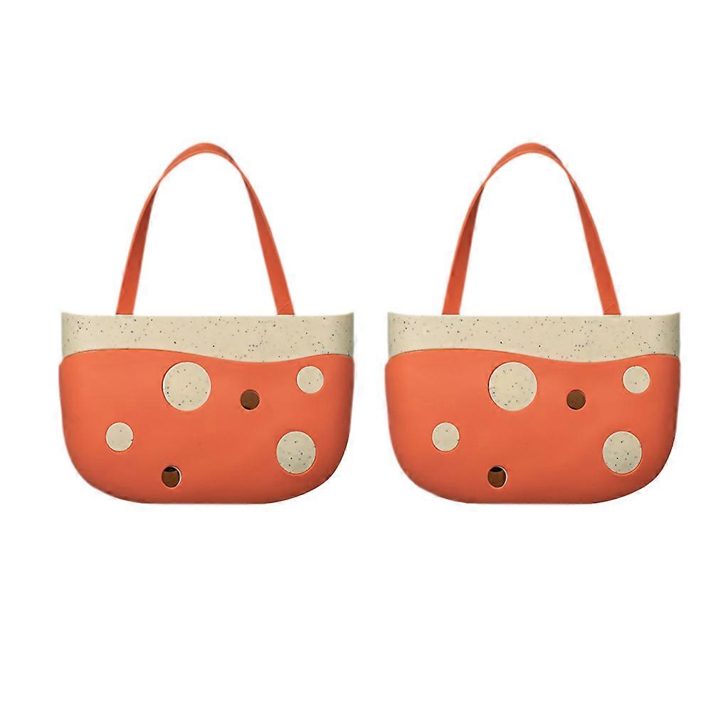 Kitchen Storage Basket Plastic Drain Basket for Brush Sponge 4Pcs Orange