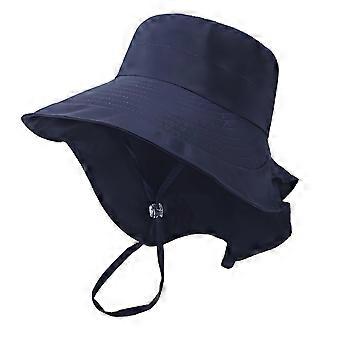 Faltbarer Reise-Sonnenhut mit Nackenschutz und breiter Krempe, ideal für Frauen, Teenager und Mädchen, marineblau, Größe M