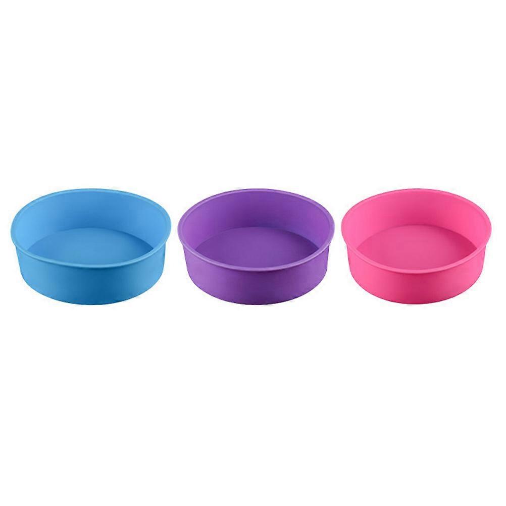 Silicone Baking Mold Round Shape for Cake Making 3Pcs Assorted Colors