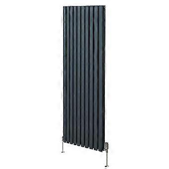 Oval Column Radiator 1800mm x 600mm & TRV Chrome Valves Modern Designer Double Panel Central Heating