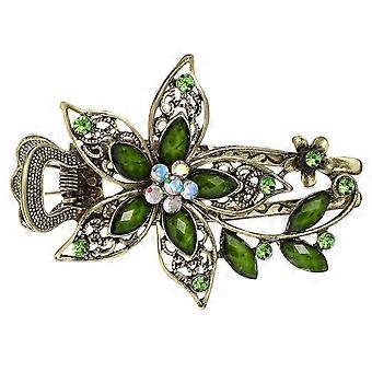 Hair Clip Flower Rhinestone Hair Barrettes for Women 1Pcs Green Accessory