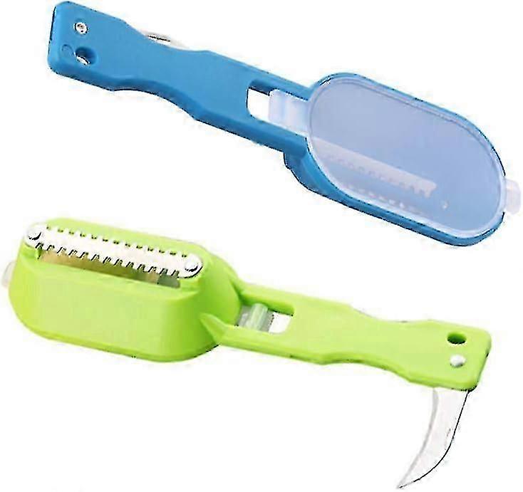 2pcs Multi-function Fish Scaler with Fish Killer Knife and Fish Scale Brush