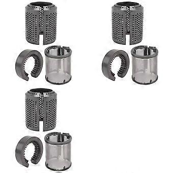 3X Hårtørrer indvendigt filter + ydre filterbur til hårtørrer HD01 HD03 HD08 modeller, med filterrensebørste A