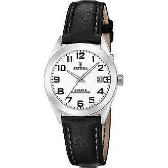 Festina Svart Äkta Läder Eller Läderimitation F20447/1 Damklocka