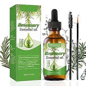 Olio di rosmarino per la crescita dei capelli, olio di rosmarino biologico puro al 100%, 60 ml, olio essenziale di rosmarino per ciglia, sopracciglia, viso, cura della pelle, massaggio del corpo, improvvisazione