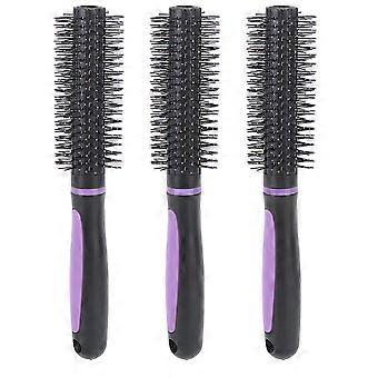 Conjunto de 3 escovas de cabelo redondas antiderrapantes para secar, cachear e modelar - Antiestáticas, para cuidados com os cabelos, em ABS, para uso em salão e em casa.
