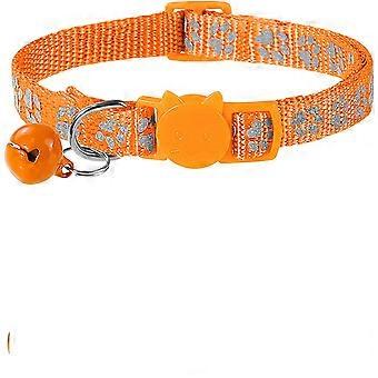 Reflective Cat Collar With Safety Buckle And Bell, Adjustable Collar For Cats, 19-32 Cm Orange