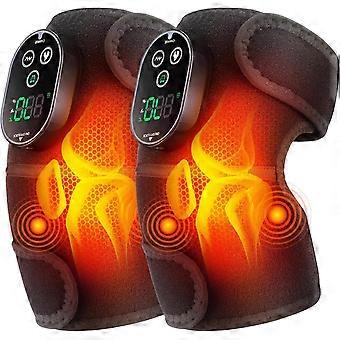 Draadloze verwarmde massagewrap met vibratie, 6 warmtestanden, 3 massagemodi, timer, set van 2 voor knie, elleboog en schouder