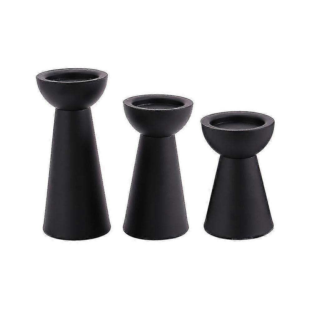 Schwarze Kerzenhalter 3er Set