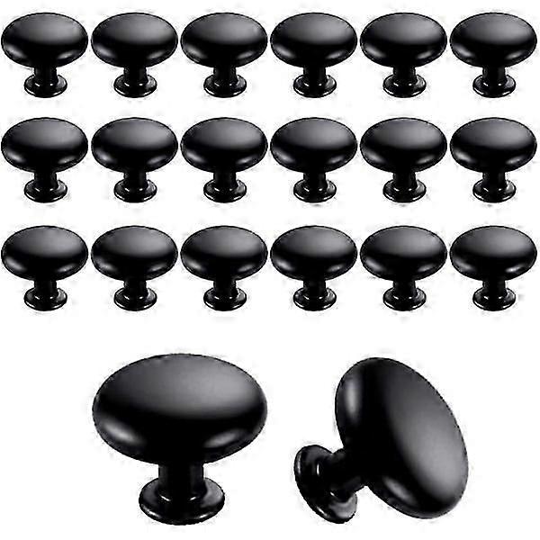 PING-20pcs Door Knobs Drawer Knobs 30mm Vintage Handle Cabinet Cupboard Knobs for Kitchen Cabinets (Black)