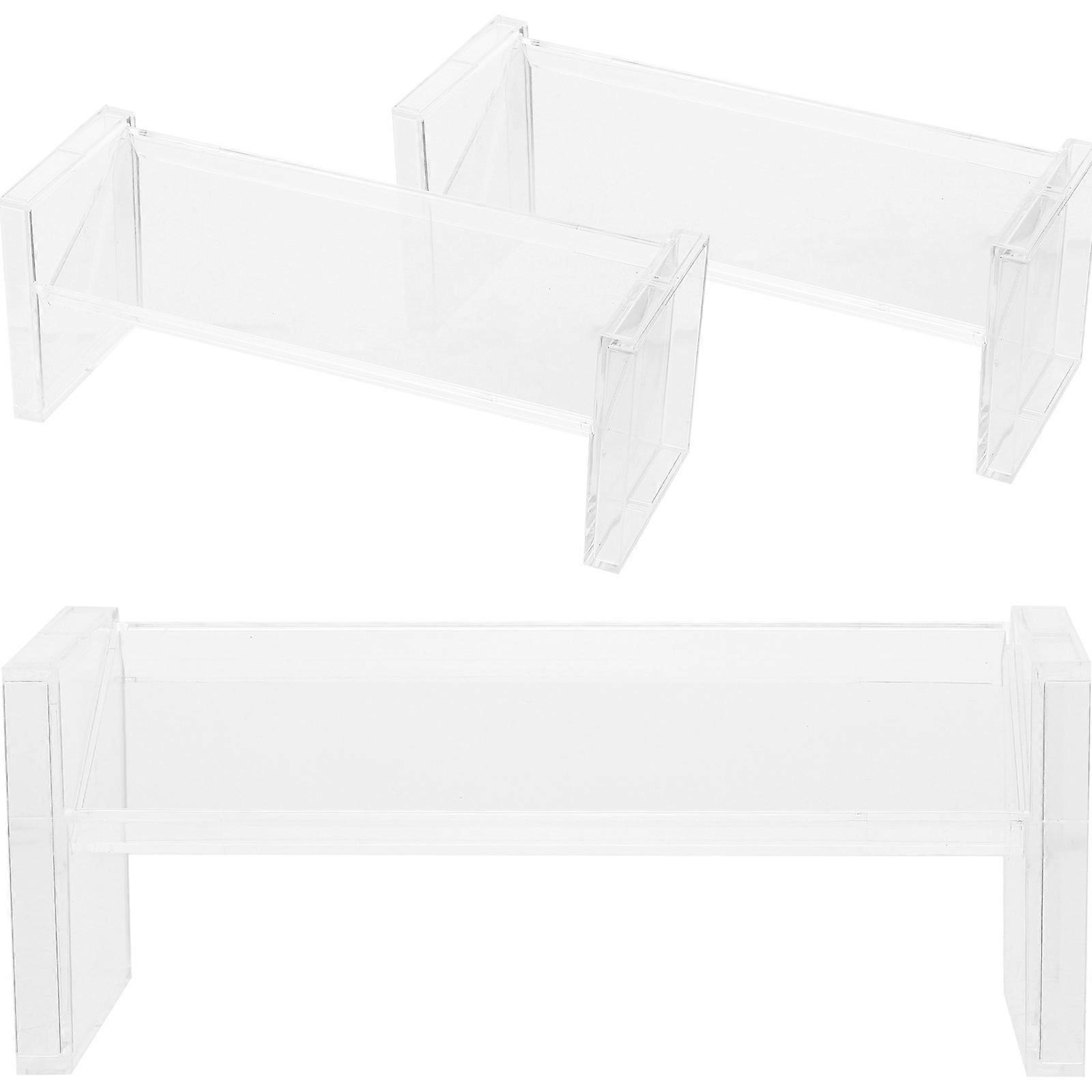 3pcs Rectangular Clear Showcases Collectibles Display Stands Tabletop Display Racks