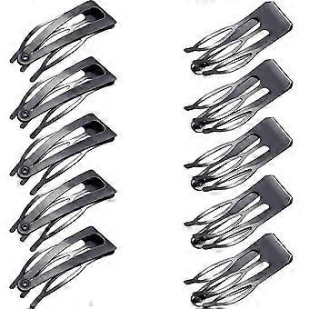24 Pieces Double Grip Hair Clips Metal Snap Hair Clips Hair Barrettes compatible with Hair Making, Salon Supplies (Iron Black)-Good