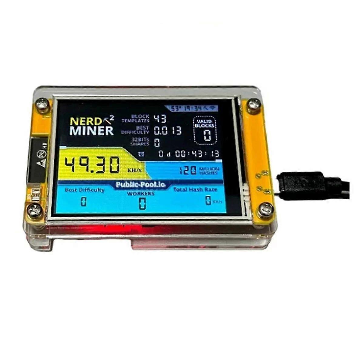 Novo Nerdminer V3 2,8 polegadas BTC Solo Lottery Nerd Miner Crypto Solo Mining Machine