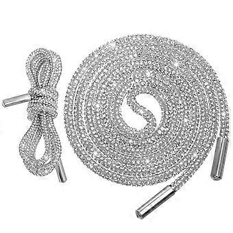 2 pcs Strass Cadarços de Sapato Cordas de Sapato Espumante Cordas de Capuz Sapatilha Cadarços Ponta Cordão Cordão Substituição Cordas Decorações de Sapato 120 cm