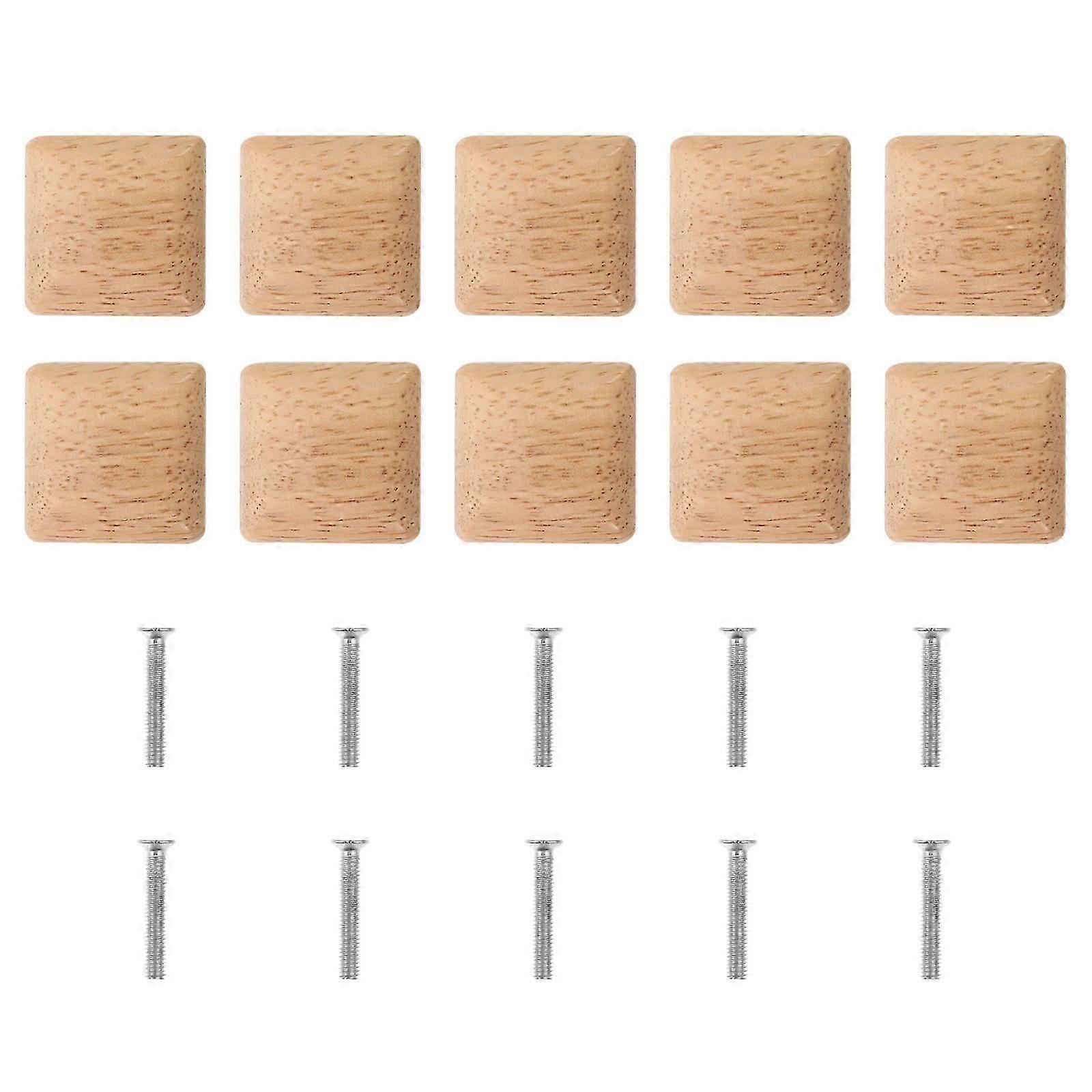 Kitchen Cabinet Knobs Solid Wood Knobs Square Door Knobs For Khaki 3.50X3.50X2.00CM Cabinet Knob 10Pcs