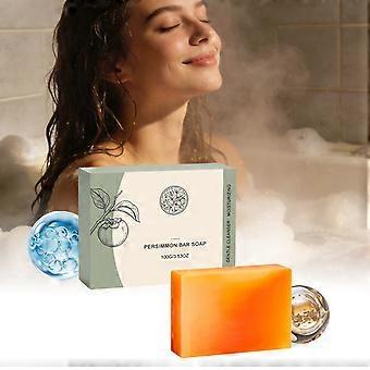 Natural Persimmon Soap 100g, Purifying Deodorizing Bar Soap, Gentle Body Cleanser to Improve Body Odor, for Men Women All Skin Types