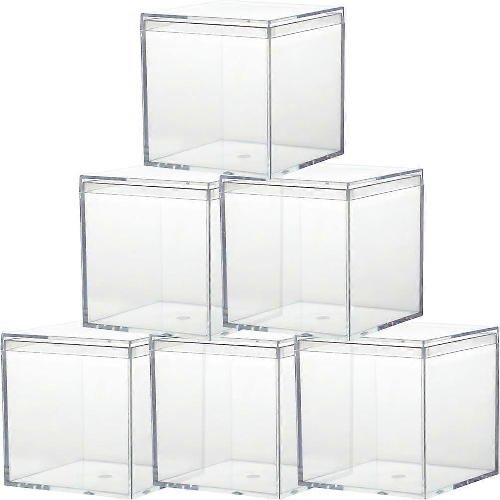 Wedding Candy Box Square Packaging Box Transparent Ps Material Candy Storage 6Pcs