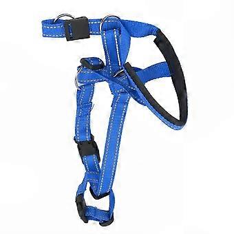 Outdoor Dog Head Collar & Harness, Breathable Dog Mouth Cover with Adjustable Strap, Blue L