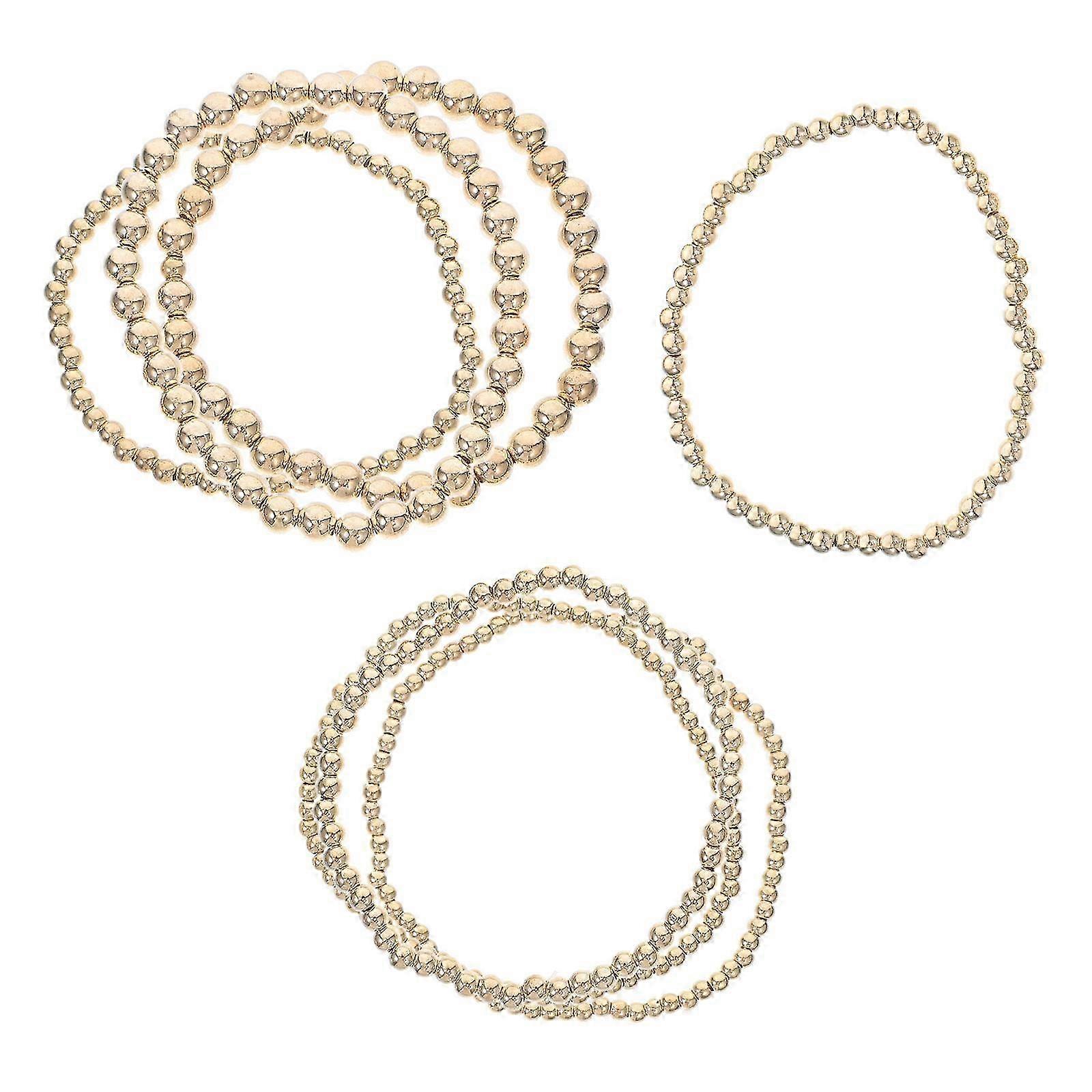 7pcs Beaded Bracelet Set Multi Layer Stackable Elastic Bracelets Chunky Stretch Bead Ball Bracelets Jewelry