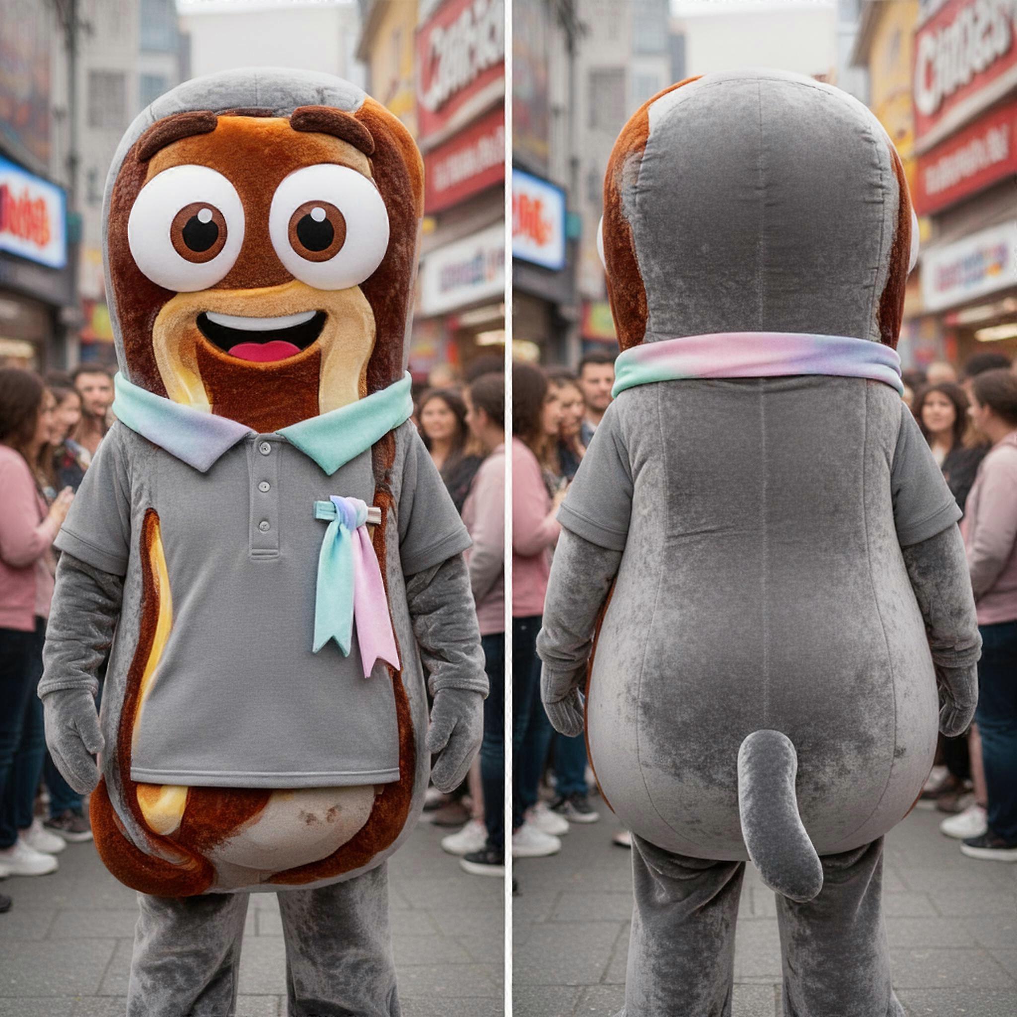 MASTICOT Gray Velvety Plush Currywurst Mascot