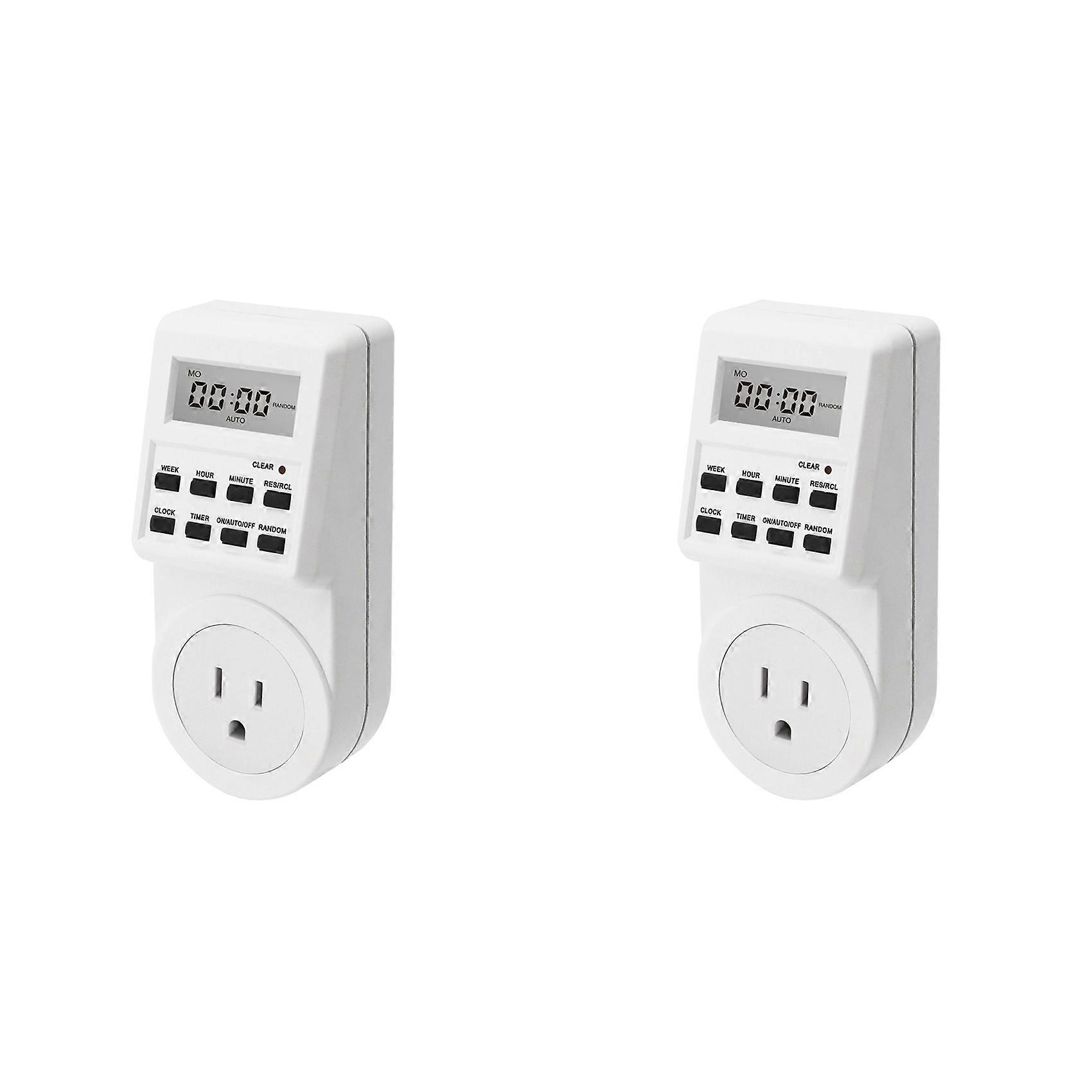 2X Digital Electronic Timer Switch Socket US Switch Socket 120V-60Hz 24 Hour Programmable Timing Socket US Plug