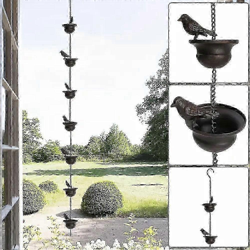 8-Cup Bird Rain Chain Bronze